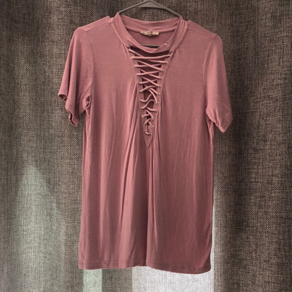 Small Pink crisscross v-neck